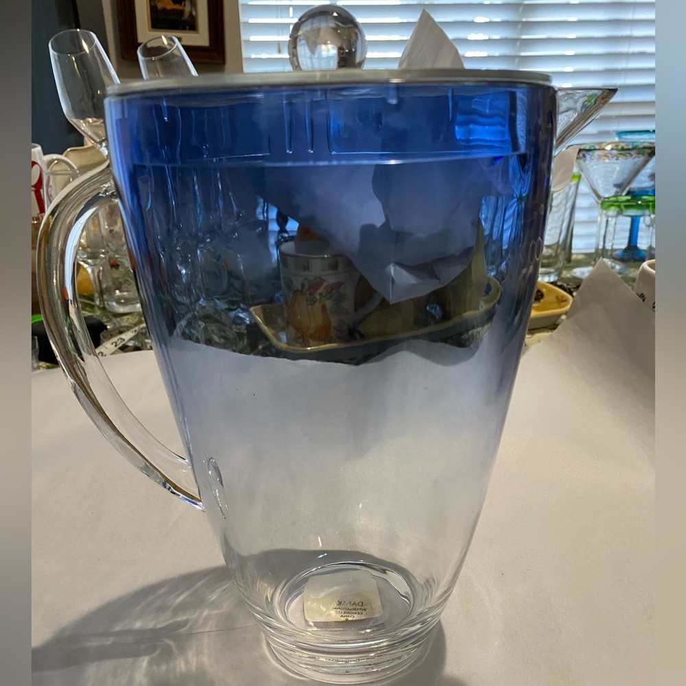 Dansk Vintage Acrylic Pitcher. Original Tags. Blue to Clear w/clear handle. EC